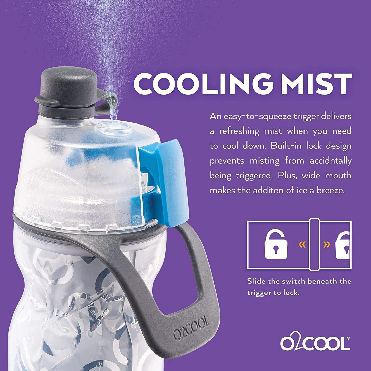 Mist 'N Sip Misting Water Bottle 2-In-1 Mist and Sip Function with No Leak Pull Top Spout Reusable Sports Water Bottle - 20 Oz (Ombre Prism Red)